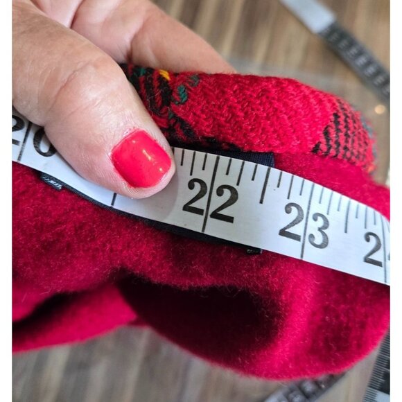 Beret Red Berry Wool Plaid Trim Sz 7/M Preston & York Scottish Plaid Celtic - Picture 8 of 9